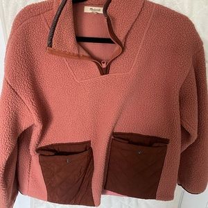 Madewell Small Fleece Popover Jacket Zip Up